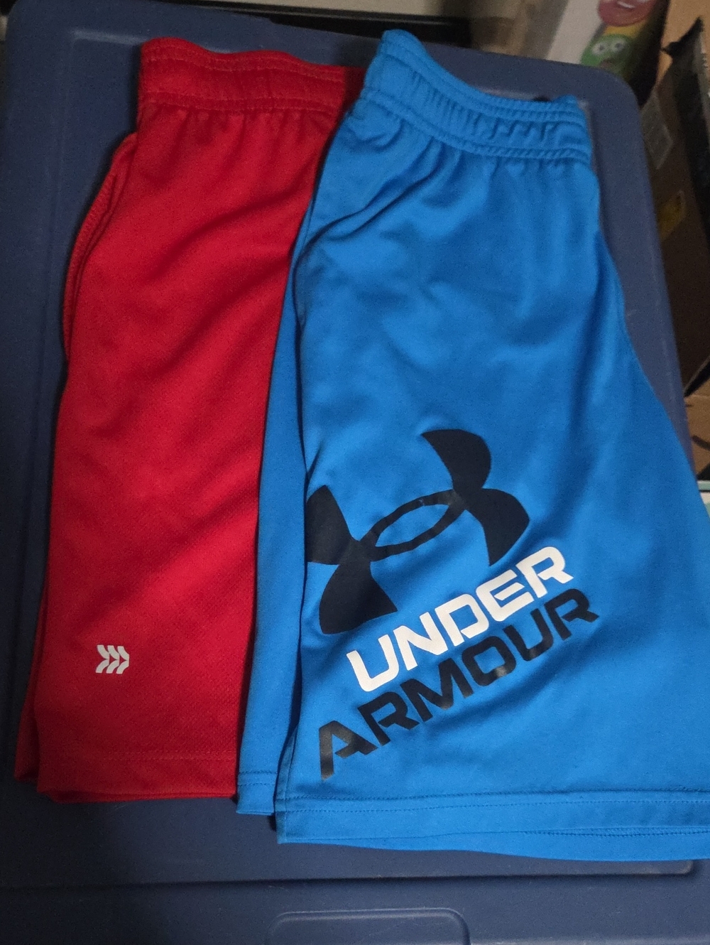 Under Armour Boys' Athletic Shorts - Bright Blue & Red Target Boy Shorts.
